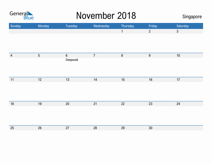 Fillable November 2018 Calendar