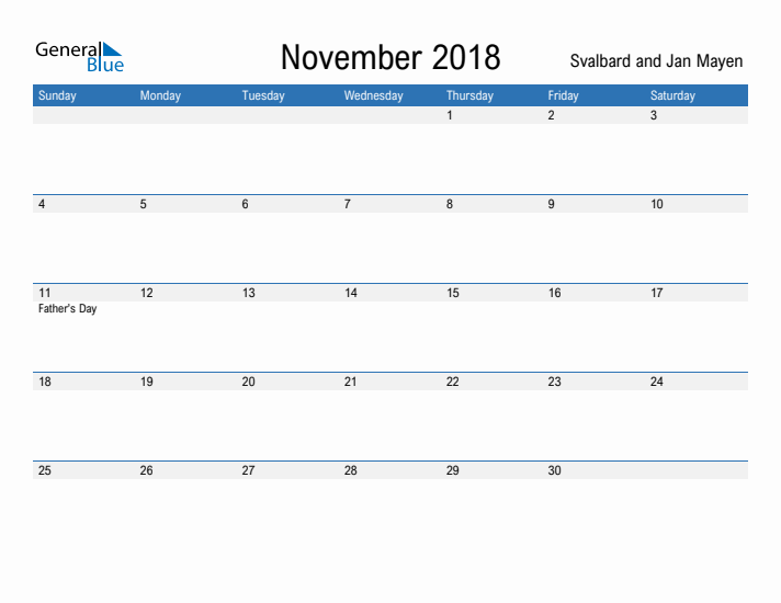 Fillable November 2018 Calendar