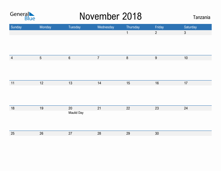 Fillable November 2018 Calendar