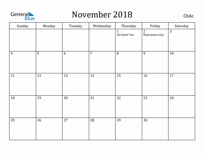 November 2018 Calendar Chile