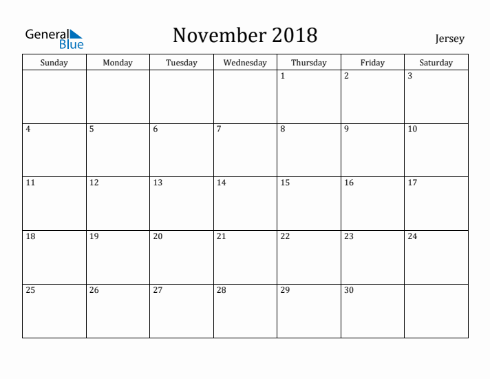 November 2018 Calendar Jersey