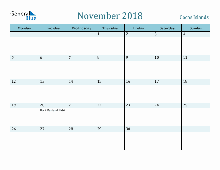 November 2018 Calendar with Holidays