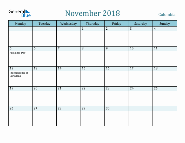 November 2018 Calendar with Holidays