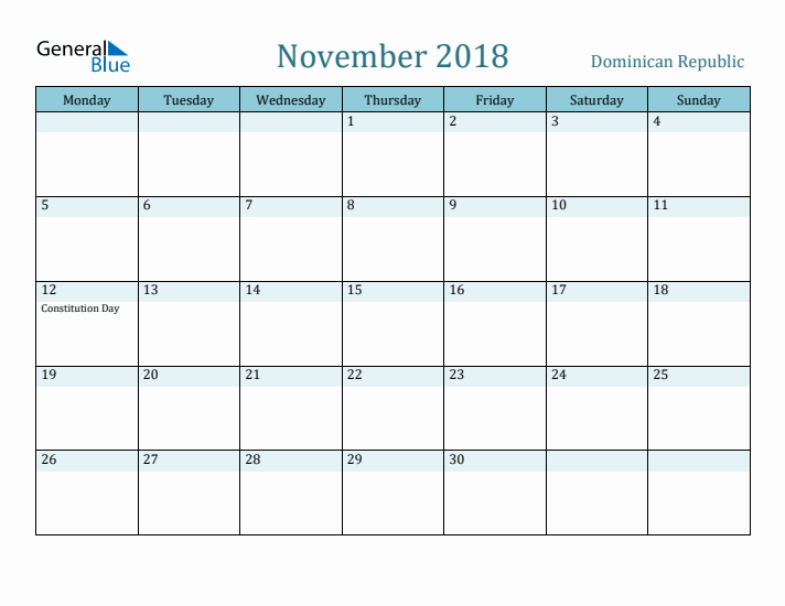 November 2018 Calendar with Holidays