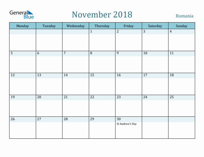 November 2018 Calendar with Holidays