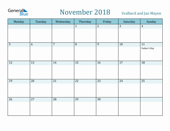 November 2018 Calendar with Holidays