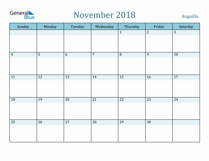 November 2018 Calendar with Holidays