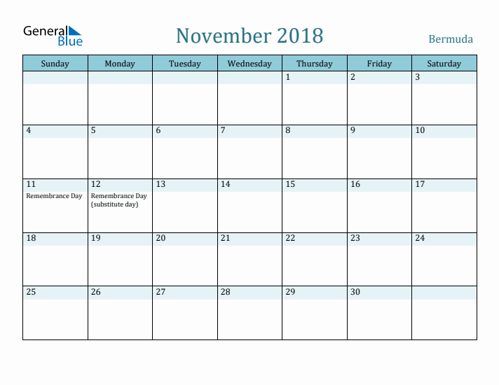 November 2018 Calendar with Holidays