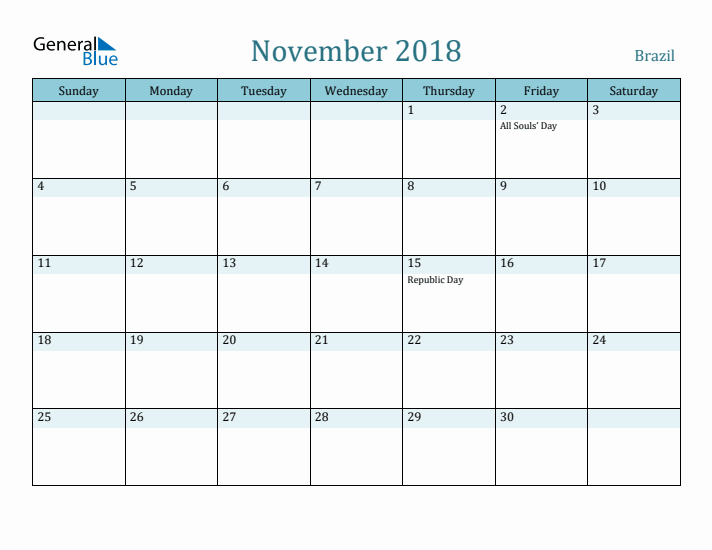 November 2018 Calendar with Holidays