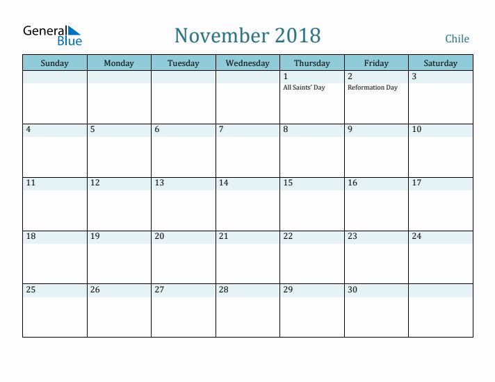 November 2018 Calendar with Holidays