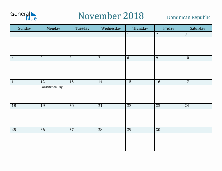 November 2018 Calendar with Holidays