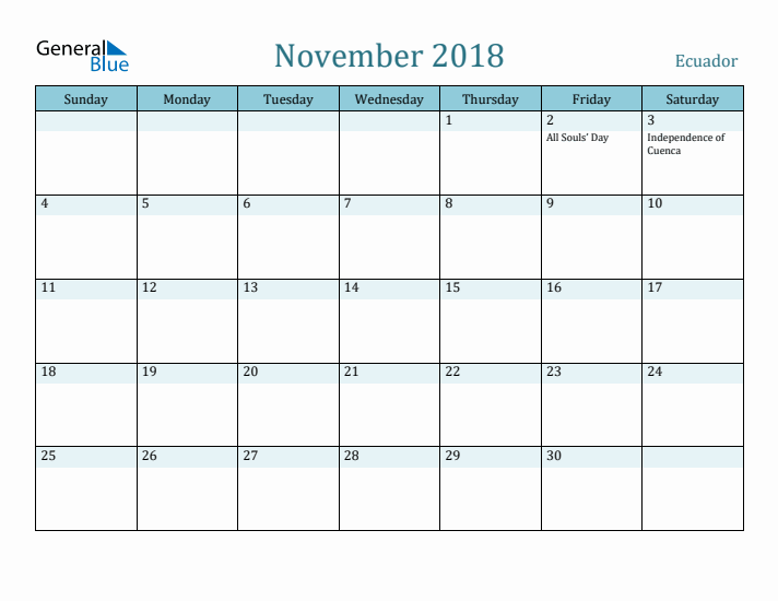 November 2018 Calendar with Holidays