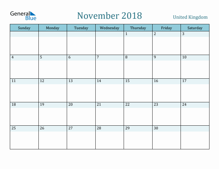 November 2018 Calendar with Holidays