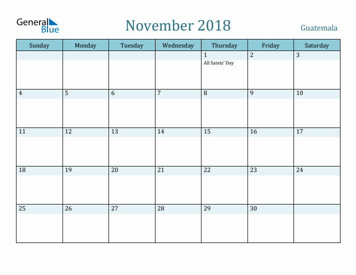 November 2018 Calendar with Holidays