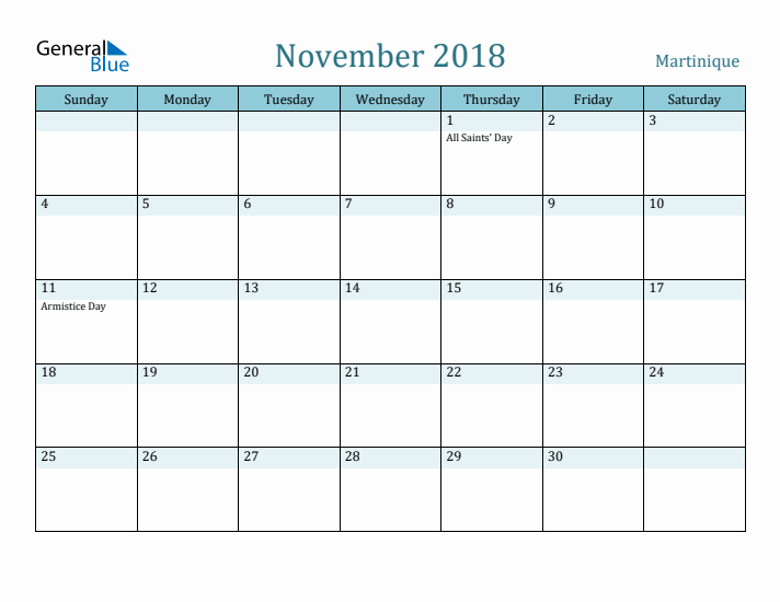 November 2018 Calendar with Holidays