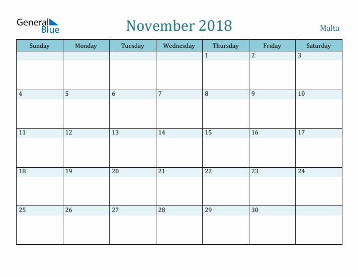 November 2018 Calendar with Holidays