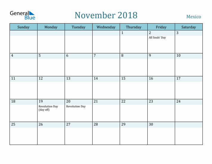 November 2018 Calendar with Holidays