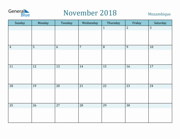 November 2018 Calendar with Holidays