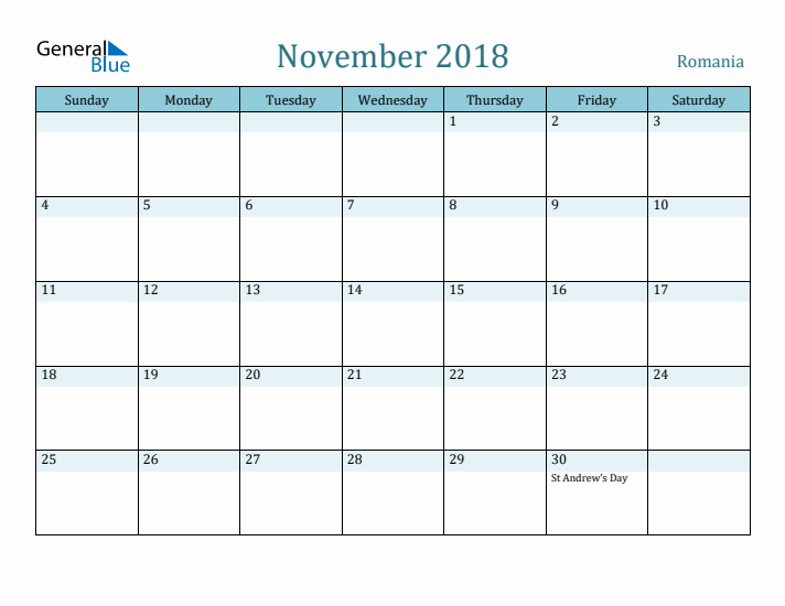 November 2018 Calendar with Holidays