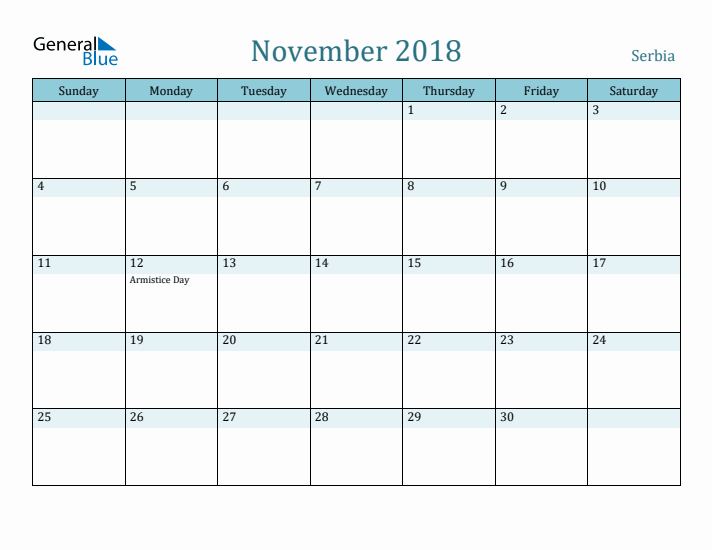 November 2018 Calendar with Holidays