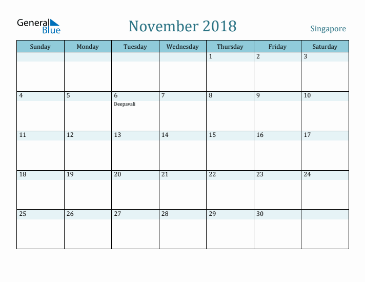 November 2018 Calendar with Holidays