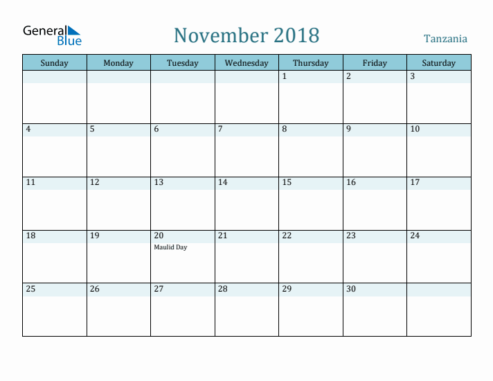 November 2018 Calendar with Holidays