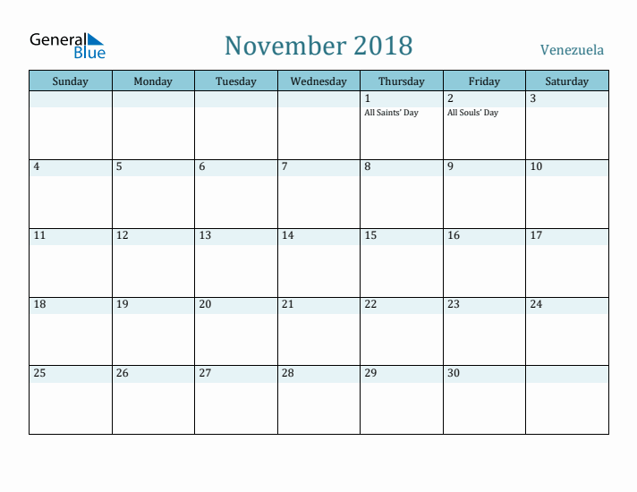 November 2018 Calendar with Holidays