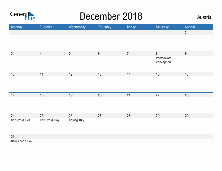 Fillable December 2018 Calendar