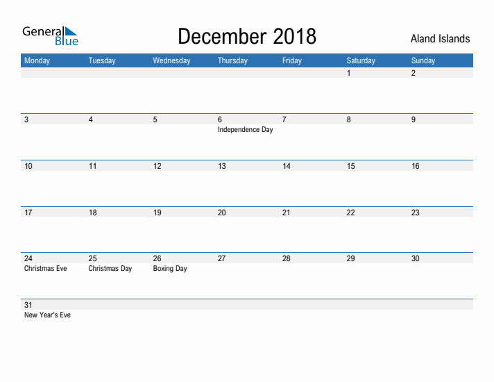 Fillable December 2018 Calendar