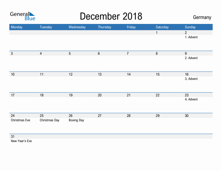 Fillable December 2018 Calendar