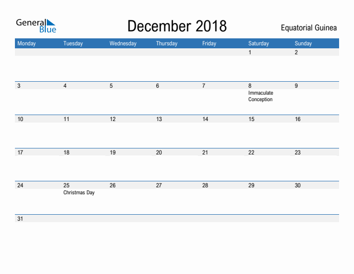 Fillable December 2018 Calendar