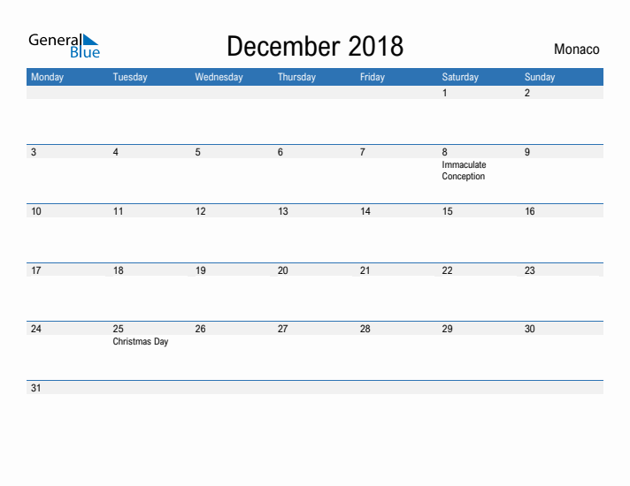 Fillable December 2018 Calendar