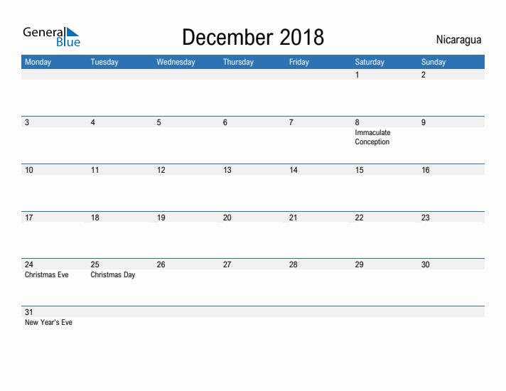 Fillable December 2018 Calendar