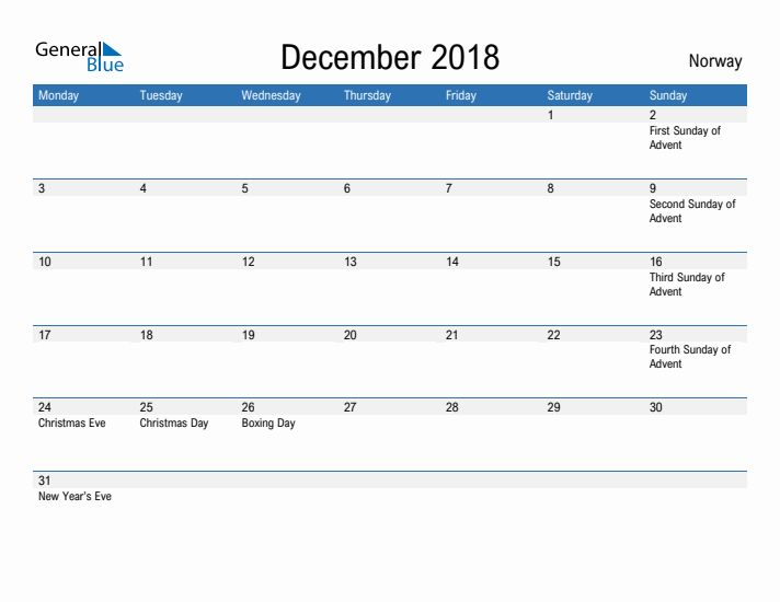 Fillable December 2018 Calendar