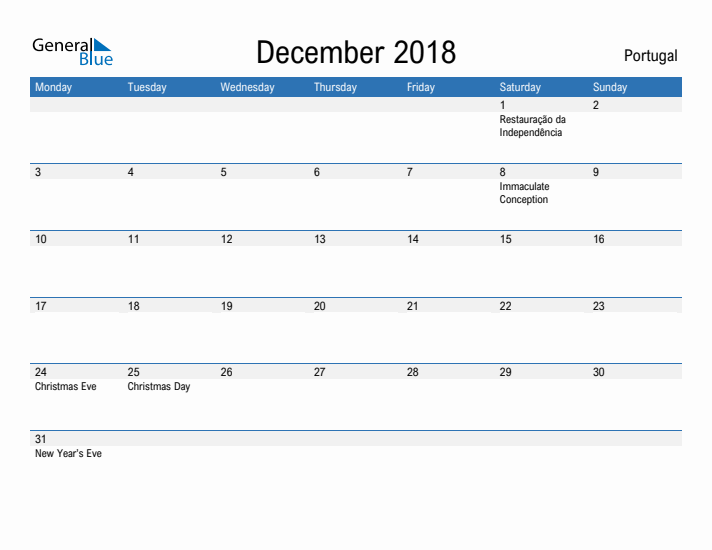 Fillable December 2018 Calendar