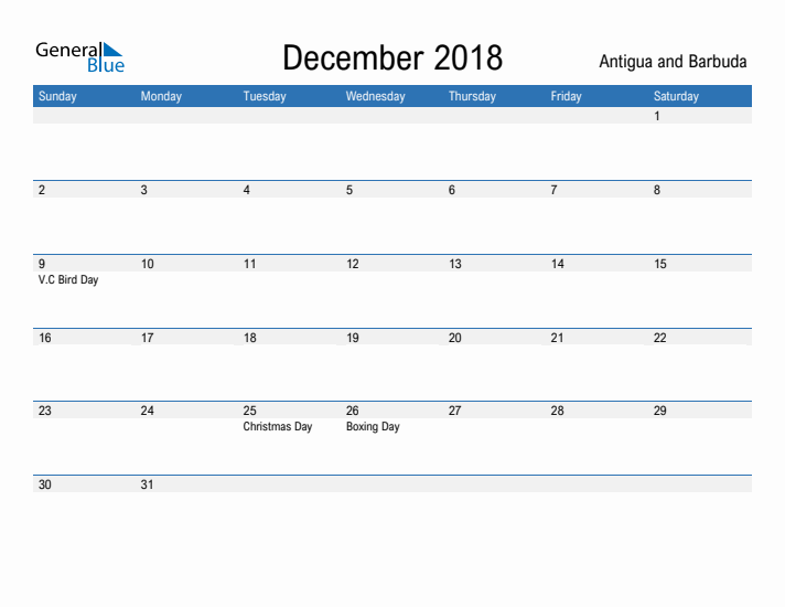 Fillable December 2018 Calendar