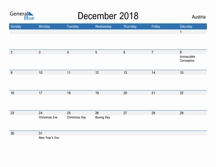 Fillable December 2018 Calendar