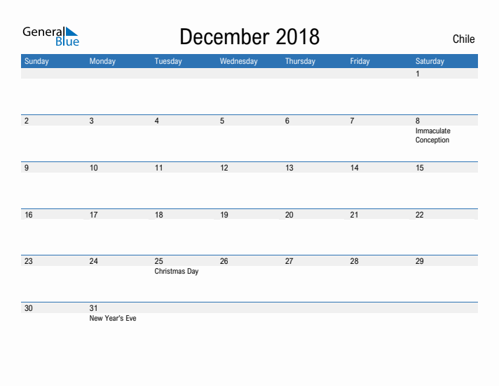 Fillable December 2018 Calendar