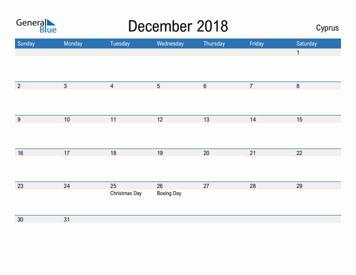 Fillable December 2018 Calendar