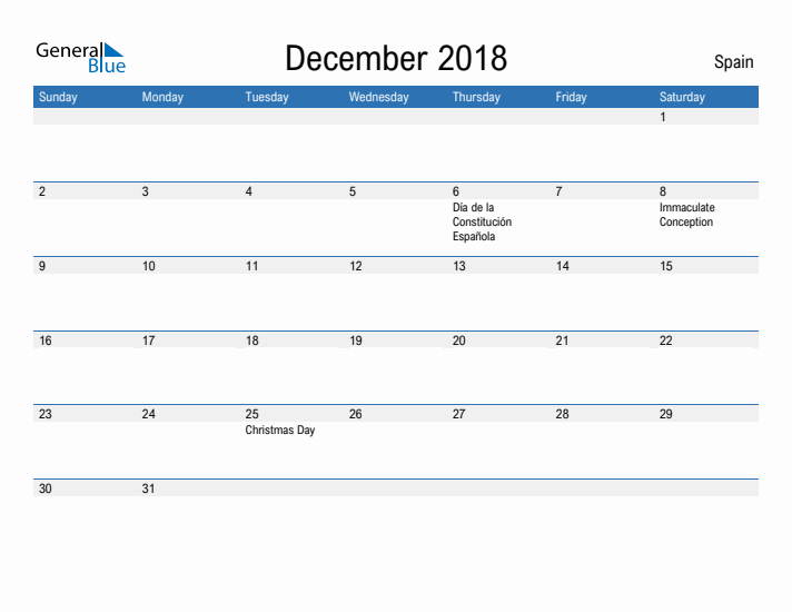 Fillable December 2018 Calendar