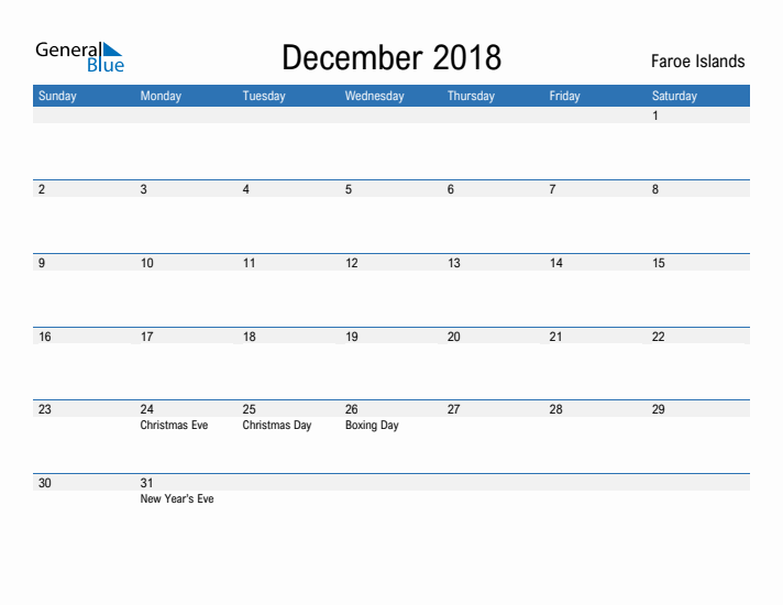 Fillable December 2018 Calendar