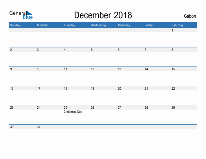 Fillable December 2018 Calendar