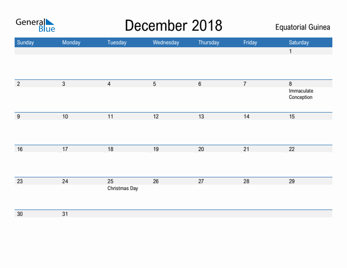 Fillable December 2018 Calendar