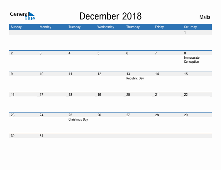 Fillable December 2018 Calendar