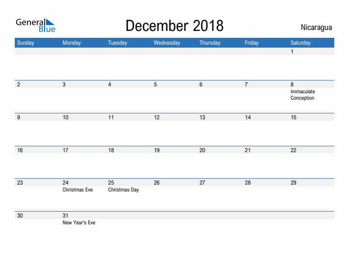 Fillable December 2018 Calendar