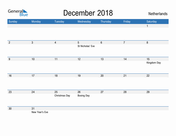 Fillable December 2018 Calendar