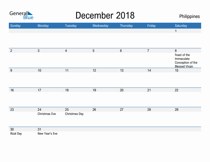 Fillable December 2018 Calendar