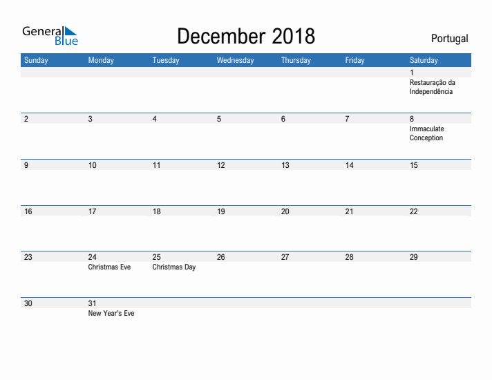 Fillable December 2018 Calendar