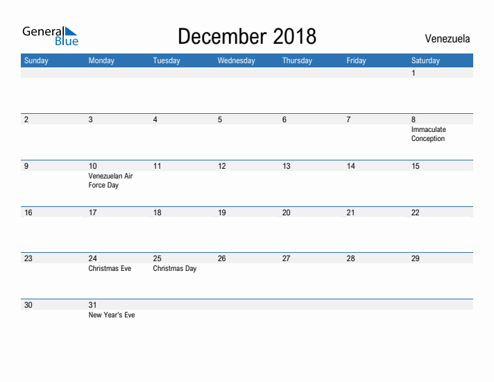 Fillable December 2018 Calendar