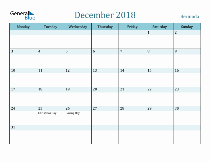 December 2018 Calendar with Holidays